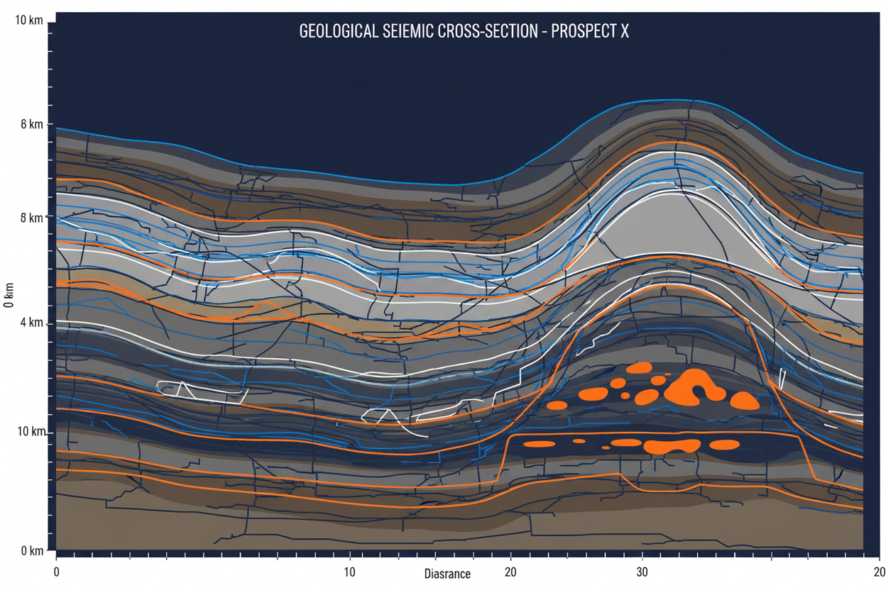 Illustrative geological seismic cross-section